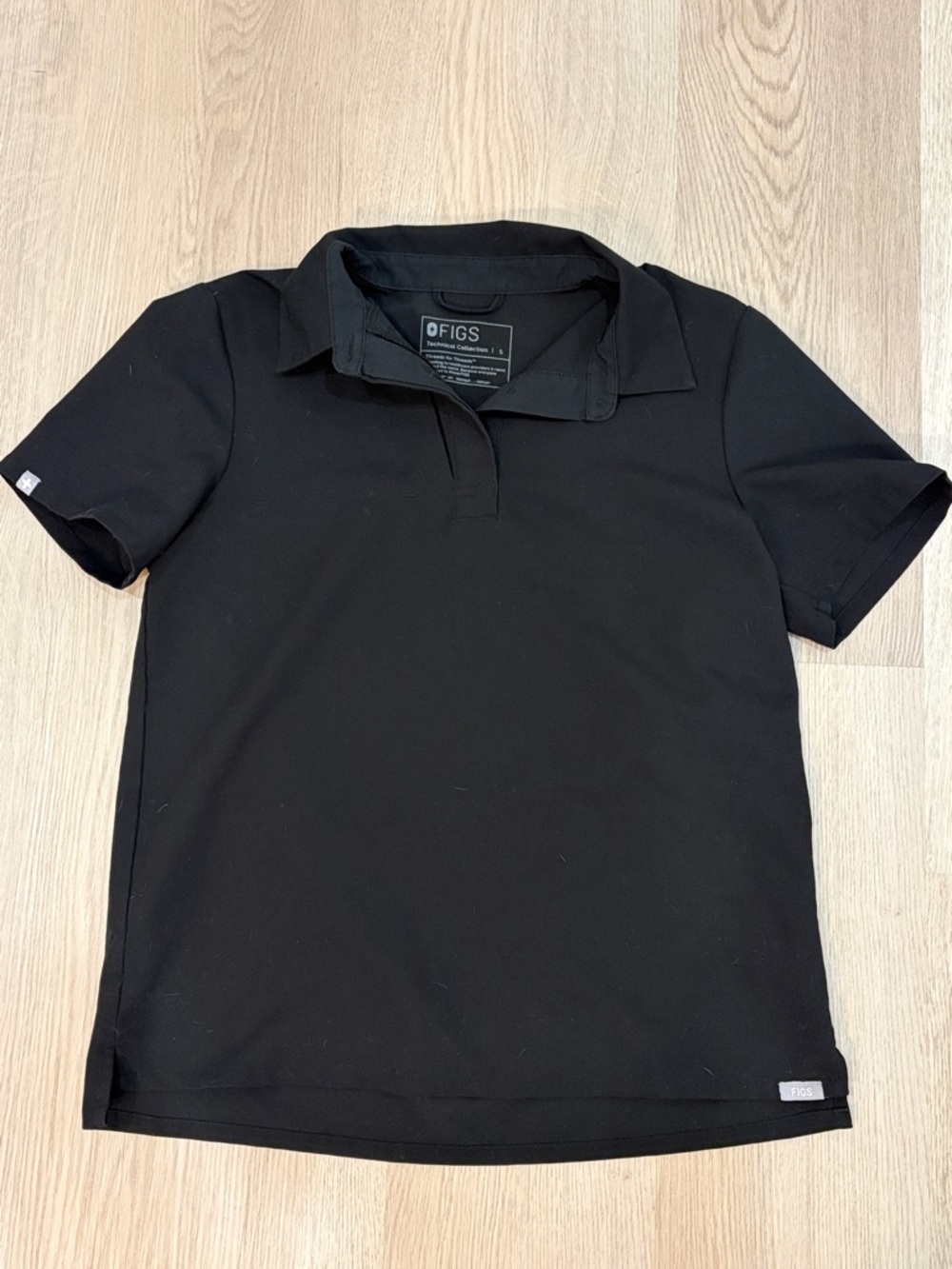 Figs Black Short-Sleeve Polo